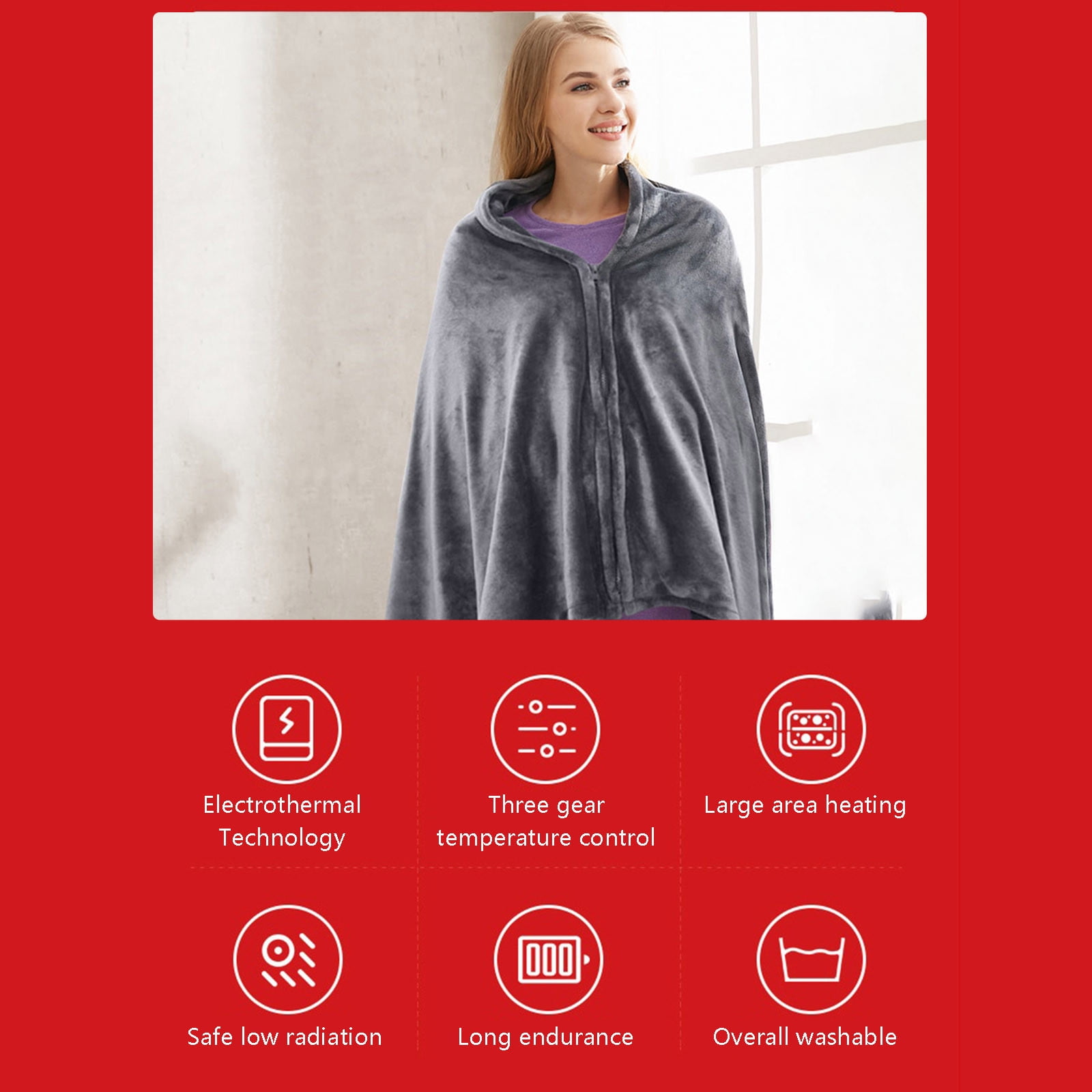 USB Heated Blanket,Cordless Electric Blanket,Portable Heated Throw Blanket, Washable,3 Heating Levels, Super Cozy Soft Wearable Blanket Clearance