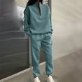 thumbnail image 2 of YUGYXL 2 Piece Thin Fleece Activewear Outfits for Women Half Zip High Neck Solid Color Sweatshirt and Loose Sweatpants Jogger Tracksuit Set Today 2025 Mint Green,S, 2 of 7