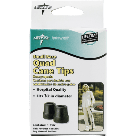 Medline Small Base Quad Cane Tips, 2 Count