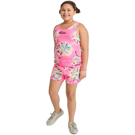 Ensemble Short Et Débardeur Justice Pour Fille - Taille 10 - Bleu Et Jaune - Très Bon état