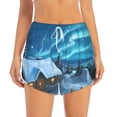 thumbnail image 4 of Lsque Mountain Cottage In Snow Printed Women's Running Shorts with Liner Pockets,Elastic Quick Dry Workout Athletic Gym Yoga Shorts,Womens High Waist Shorts-XX-Large, 4 of 9