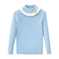 thumbnail image 1 of 2025 Girls Sweaters Kids Long Sleeve Solid Color Turtleneck Pullover Jumper Tops 3-7 Years Light Blue, 1 of 3