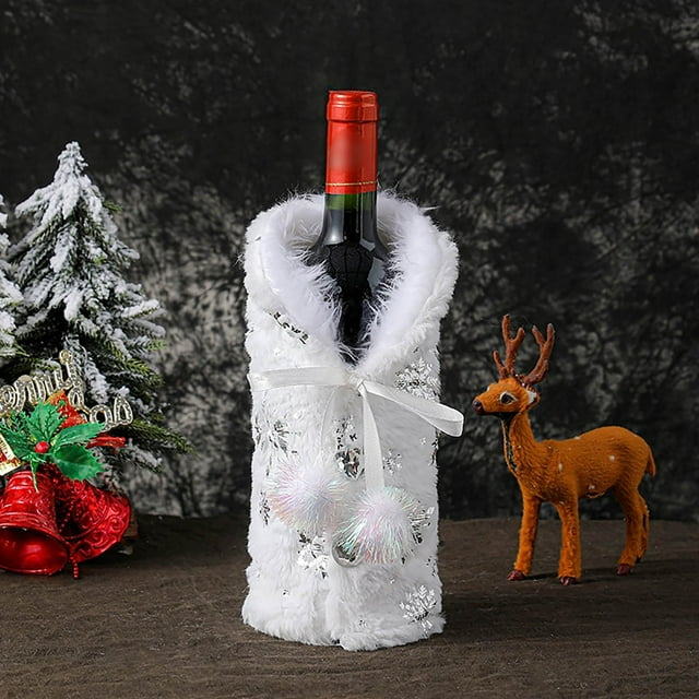 Festive Holiday Christmas Themed Fabric Decorated Bottle Jackets For Champagne Red Adding Warmth To Your Gatherings