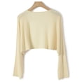 thumbnail image 3 of SWSMCLT Women's Breathable Cape Autumn Elegant Knit Open Front Soft Cool Spring Summer Blouse Cardigan Casual Cream Small-X-Large, 3 of 5