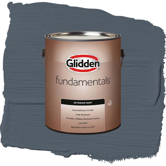 Glidden Fundamentals Goblin / Gray, Flat Exterior Paint, 1 Gallon