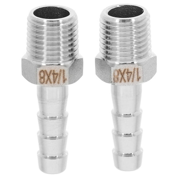 Stainless Steel Hose Connectors for Pipe and Leak-Proof 2 Pieces DN8/1/4 NPT Male x 8mm Barb