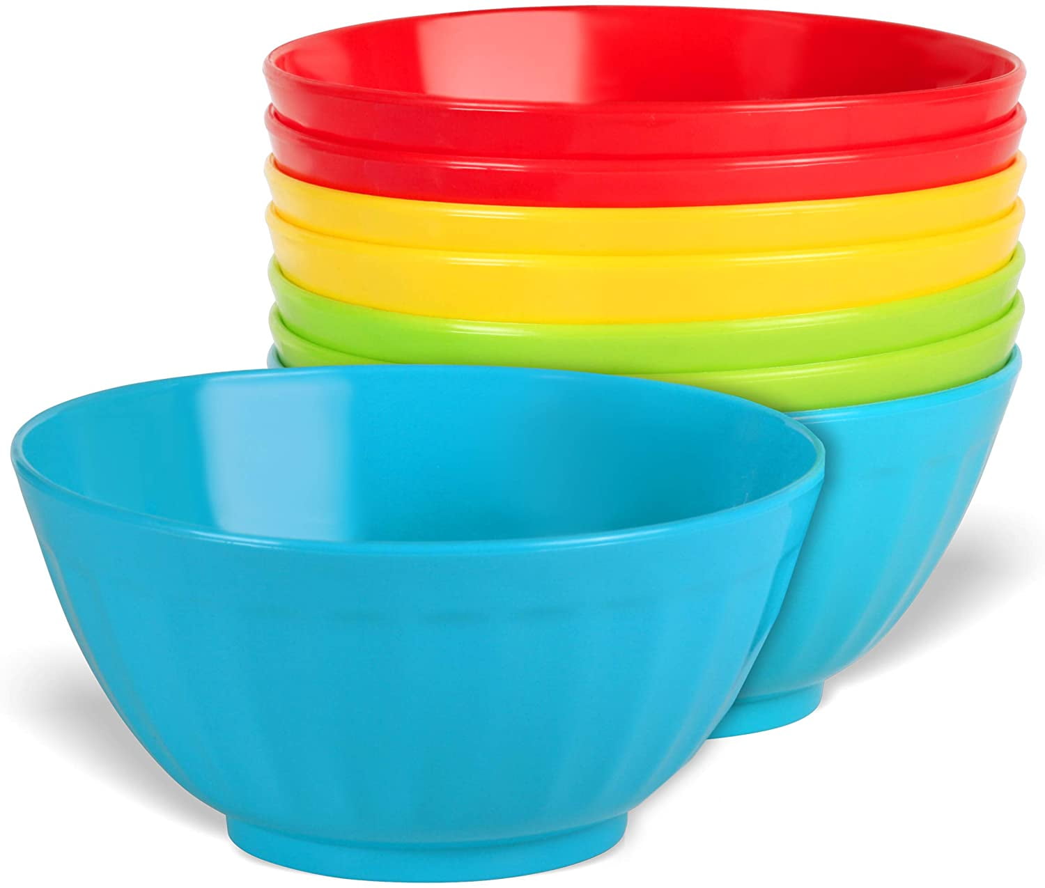 Set of 8 Fresco 6 Unbreakable Plastic 28-ounce Cereal Bowls in 4 Assorted Colors 
