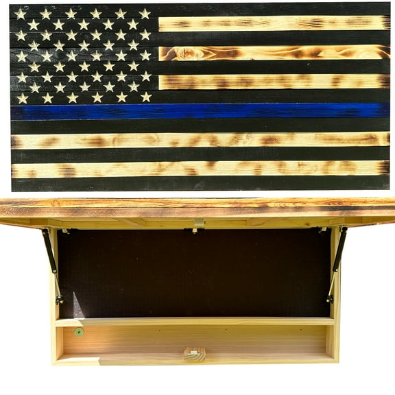 Large Blue Line American Flag Hidden Storage Cabinet by Bellewood Designs