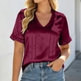 thumbnail image 2 of Womens Work T Shirts Tops Short Sleeve Timeless Solid Crewneck Lightweight Boho Shirts, 2 of 7