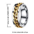 thumbnail image 2 of 6.5X2.06CM Anillo simple Anillo de dedo delicado Joyería de acero inoxidable Anillo creativo Anillo de dedo de moda para hombre niño (oro con tamaño de caja 12), 2 of 2