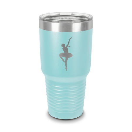 

Ballet Dancer Ballerina Tumbler 30 oz - Laser Engraved w/ Clear Lid - Stainless Steel - Vacuum Insulated - Double Walled - Travel Mug - dance dancers art of v1 - Light Blue