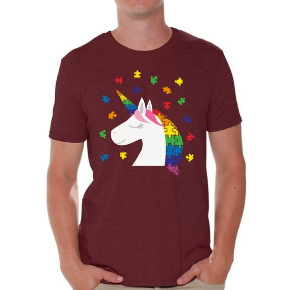 Awkward Styles Puzzle Unicorn Autism Shirt for Men Autism Awareness Puzzle Shirt Men Autism Awareness Shirts Men's Autism T Shirt Autism Awareness Gifts for Him Autistic Pride Gifts