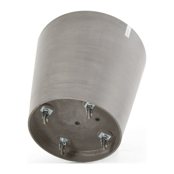 Ecopots Amsterdam Wheels Durable Modern Round Indoor/Outdoor Recycled Based Composite Flower Pot Planter, Dark Grey, 23.5"