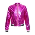 thumbnail image 6 of JanJean Kids Girls Baseball Jacket Varsity Style Coat Long Sleeves Outerwear Zipper Closure Bomber Rose 14, 6 of 9