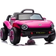 thumbnail image 1 of Electric Car-12V Ride-On Toy w/Parent Remote Control | LED Lights, Bluetooth & MP3 Player for Boys and Girls,Pink, 1 of 5