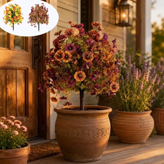 Artificial Flowers Colorful Fall Decorations for Home Multicolor 16.4in Fake Hydrangea Silk Flowers for Decoration Wisteria Bundle Stake for Garden by Xuniizn