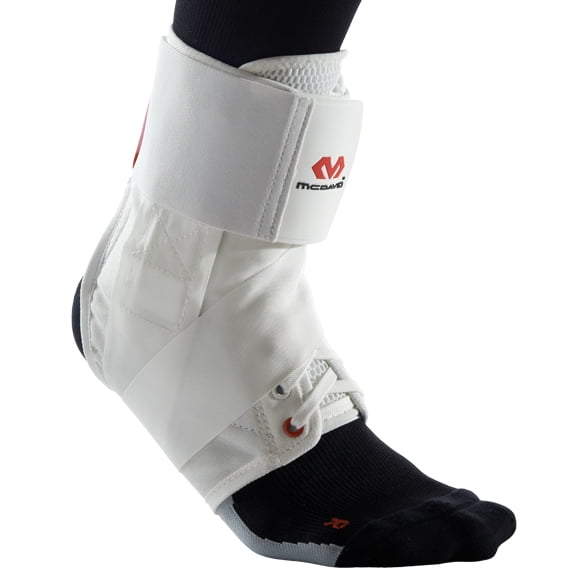 McDavid 195 Deluxe Ankle Support Brace With Strap Sprain Recovery, White, Large