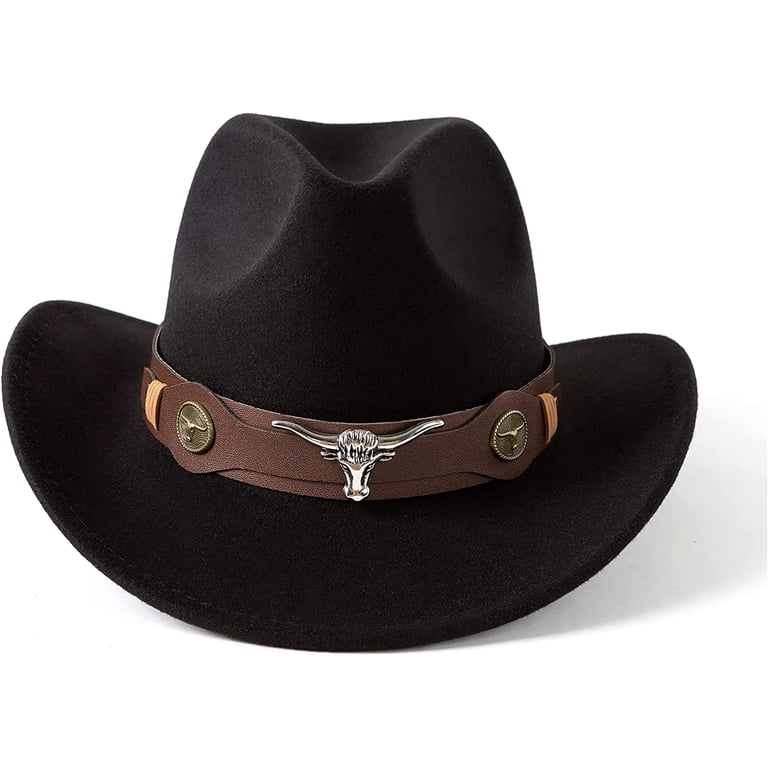 9339 Womens Western Cowboy Cowgirl Hats With Belt Buckle Bobasndm Women Men Classic Felt Wide Brim Western Cowboy  main image 4