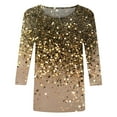 thumbnail image 4 of YDLCAFD T-Shirt Femme Manches 3/4 Imprimé Paillettes Col Rond T-Shirt, 4 of 4