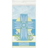 Plastic Blue Sacred Cross Religious Table Cover, 84" x 54"