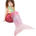 thumbnail image 3 of Catalonia Kids Mermaid Tail Blanket,Super Soft Plush Flannel Sleeping Snuggle Blanket for Girls,Rainbow Ombre,Fish Scale Pattern,Gift Idea, Pink Ombre, 3 of 8
