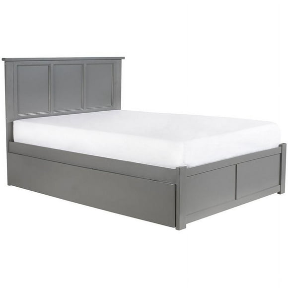 Bowery Hill Traditional Solid Wood Platform Full Bed with Twin Trundle in Gray
