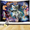 thumbnail image 2 of Tapiz para colgar en la pared con forma de gato con forma de galaxia, divertido, pizza, Space Cats, 2 of 3