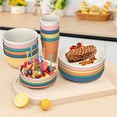 thumbnail image 4 of GPED 68 Pcs Wheat Straw Dinnerware Sets For 6, Unbreakable Dinnerware Sets, Reusable Wheat Straw Plates and Bowls Sets, Travel Camping Cutlery Set, Dishwasher Microwave Safe Dinnerware, Colourful, 4 of 8