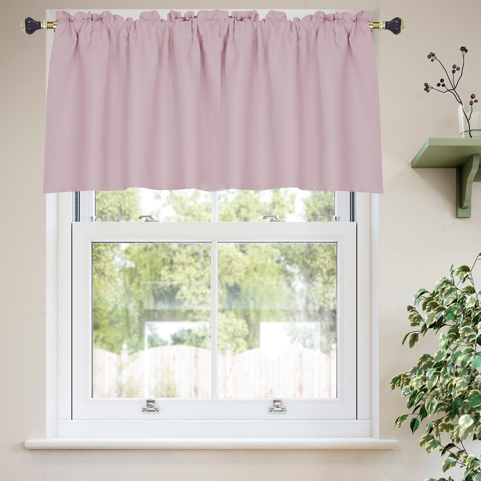 DONGPAI 2 Panels Blackout Kitchen Curtains, Rod Pocket 24 inch Short Curtains Cafe Curtains Bathroom Window Curtains, Pink