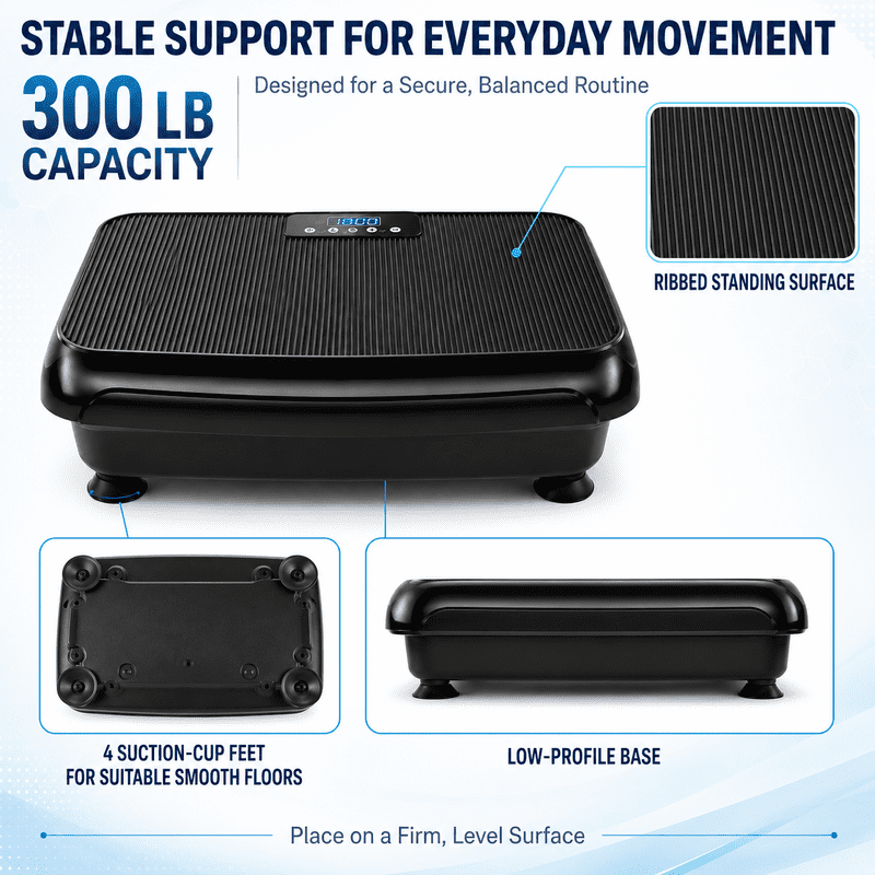 Vibration Plate Exercise Machine, Curved Vibration Plate for Lymphatic Drainage Weight Loss, 400 Lbs Capacity Shake Platform