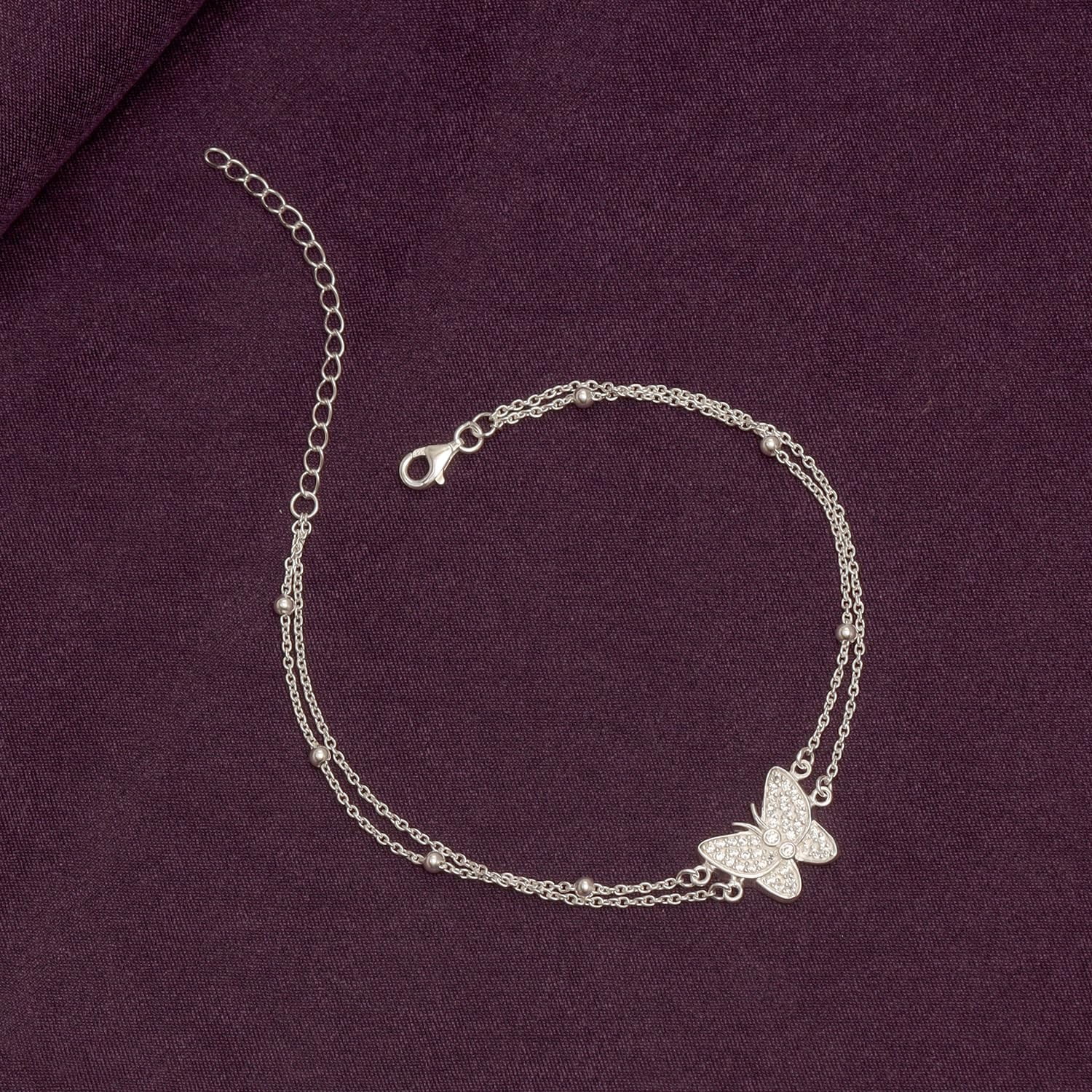 LeCalla 925 Sterling Silver Cable Chain Anklets With Butterfly Charm Light-Weight Jewelry Gifts for Women and Teen 10" Inch