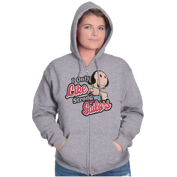 Olive Oyl I Only Like Strong Sailors Zip Hoodie Sweatshirt Women Brisco Brands S