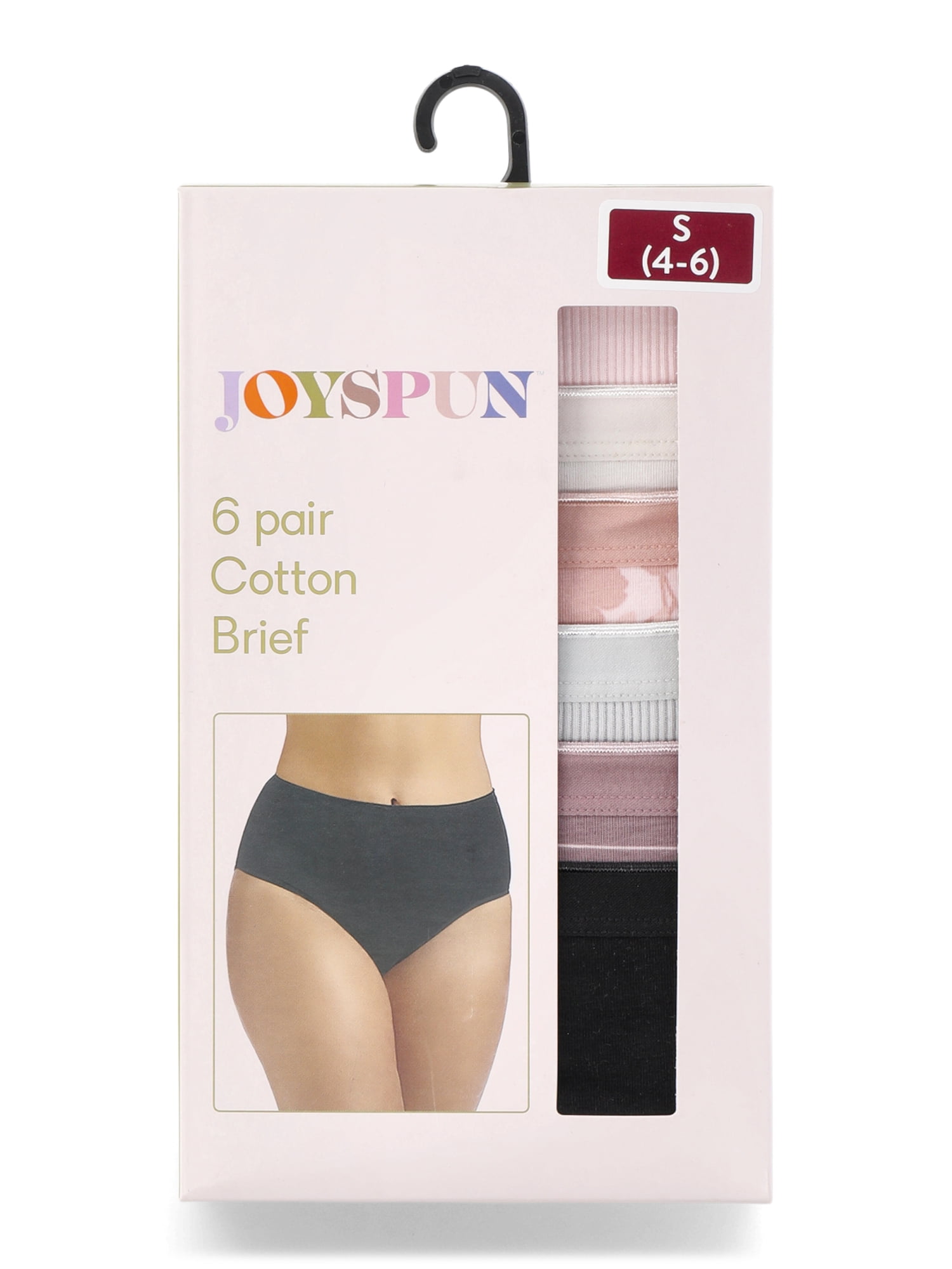 Joyspun Women's Cotton-Blend Brief Panties, 6-Pack, Sizes S-XXXL