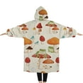 thumbnail image 2 of Oversized Wearable Blanket Hoodie,Red Mushroom Frog Light Pattern Sherpa Blanket Hoodie with Super Pockets,Super Warm Fuzzy Pullover for Women & Men, 2 of 6
