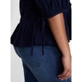 thumbnail image 4 of Terra & Sky Women's Plus Smocked Sleeved Top, Sizes 0X-5X, 4 of 5