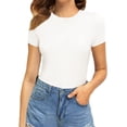 thumbnail image 2 of Xishao Women's Round Neck Short Sleeve T Shirts Basic Bodysuits Xishao ropa, 2 of 2