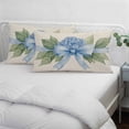 thumbnail image 4 of Hydrangea Flower Queen Size Pillow Cover, Pillowcase Protectors with Zipper, Breathable Decorative Throw Pillow Case Cover, Pastoral Blue Bow Floral Spring Lraf Pillow Shams for Couch Sofa 20x30Inch, 4 of 8