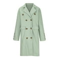 thumbnail image 4 of Lovskoo Womens Winter Coats Double Breasted Pea Coat Turn Down Collar Long Sleeve Casual Coat Cardigan Trench Coat Overcoat Green, 4 of 7
