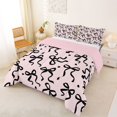 thumbnail image 2 of Manfei Black Bow Heart Full Size Comforter Sets For Girl,Coquette Ribbon Bowknot Bedding Sets For Kids,Colorful Stars Reversible,3pcs, 2 of 7