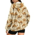 thumbnail image 2 of SCRAWLGOD Camel Flowers Women's Oversized Zip Up Hoodies Trendy Hooded Coat Soft Streetwear Sweatshirt Relaxed Shoulder Autumn Winter Fashion Essentials, S, 2 of 7
