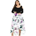 thumbnail image 2 of LSLJS Plus Size Women Sexy Round Neck Off Shoulder Floral Printed Strapless Gradient Splicing Long Sleeve Pullover Irregular Hem, Cocktail Dresses for Women Evening Party, 2 of 4