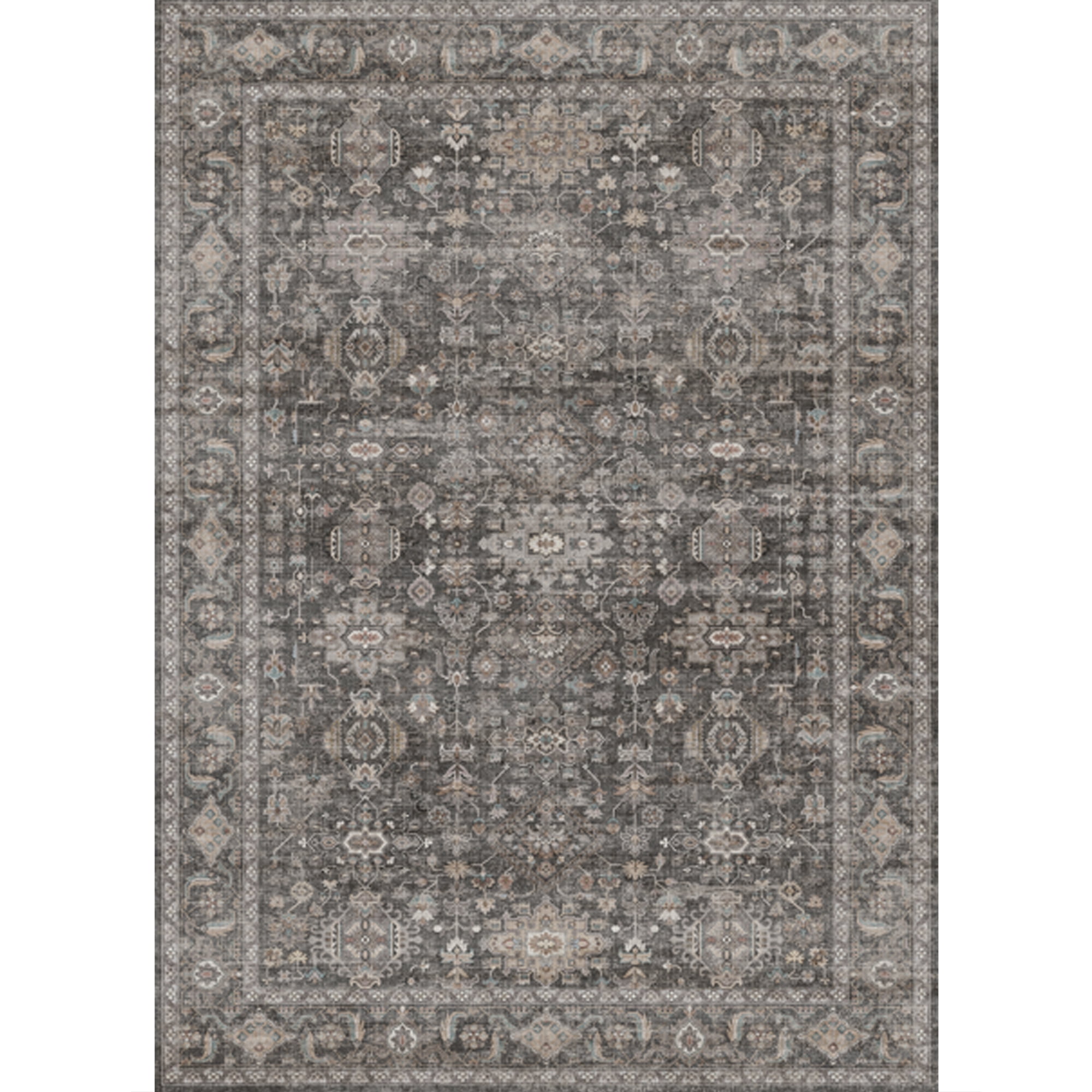 BERTHMEER 8'x10' Area Rugs for Living Room Dining Room Bedroom Farmhouse Office Oriental Vintage Traditional Carpets Non Slip Machine Washable Large Rugs, Black