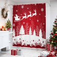 thumbnail image 4 of Red Snowflake Christmas Shower Curtains for Bathroom, Xmas Tree Santa Elk Winter Waterproof Fabric Shower Curtain, Decorative Bathroom Curtain for Bathtub, 72"x84", No Hooks Included, 4 of 9