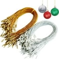 thumbnail image 1 of Christmas Ornaments Hanger String 100Pcs Silver+100Pcs Gold Ribbon Ornament Hook Ropes  Ornament Hanging Decorations, 1 of 5