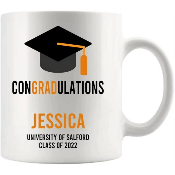 Personalized Graduation Coffee Ceramic Mug Customized Graduates Class of 2022 College High School Students 11oz White 11oz