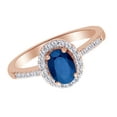 thumbnail image 2 of AFFY Oval Cut Simulated Blue Sapphire & White Natural Diamond Halo Ring In 10k Rose Gold Ring Size-7.5, 2 of 2