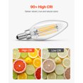 thumbnail image 5 of VEVOR LED Candelabra Bulbs,12-Pack Dimmable Chandelier Light Bulbs,Vintage Clear Glass Candle Light Bulb with 2725K Warm Lighting, 90+ High CRI & E12 Base for Chandeliers, Wall Sconces & Table Lamps, 5 of 9