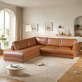 thumbnail image 2 of Griffith Cozy Living Room Left Facing Leather Sectional Sofa in Cognac Tan, 2 of 5