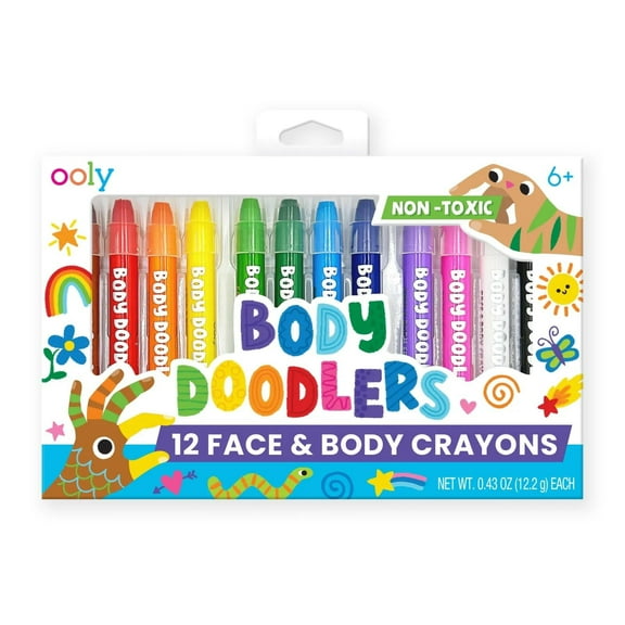 OOLY Body and Face Paint Crayons for Kids, 12 Non Toxic Skin Safe Colors