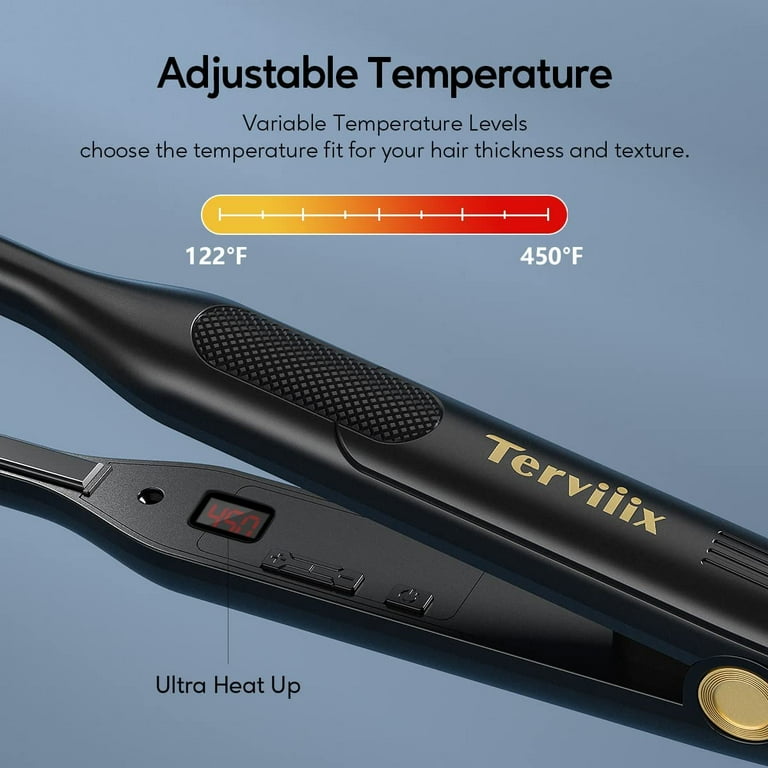 Terviiix 3 10 Mini Flat Iron Pencil Straightener for Short Hair Styling 15s Fast Heating Black